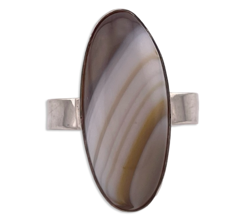 size 7.25 sterling silver agate ring