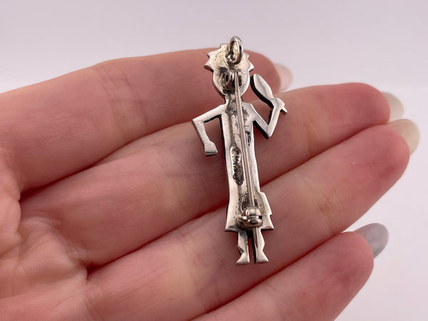 sterling silver multi-stone inlay Kachina brooch / pendant