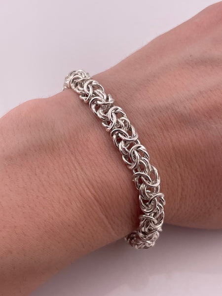 sterling silver 8" Byzantine chain link bracelet