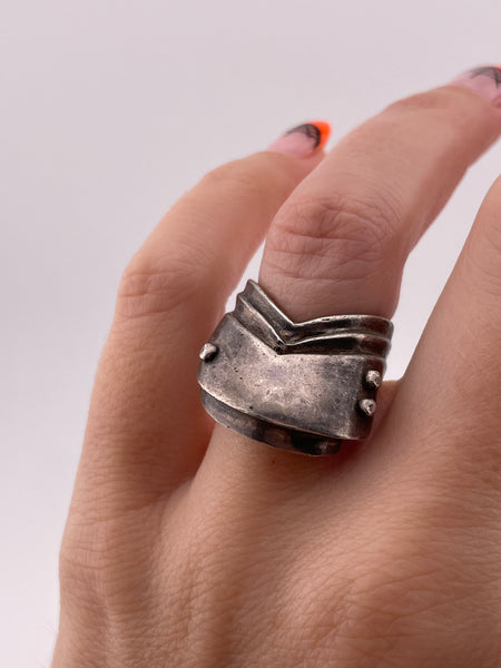 size 6 sterling silver chunky stoneless abstract ring