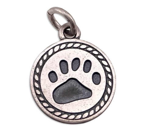 sterling silver dog paw print pendant