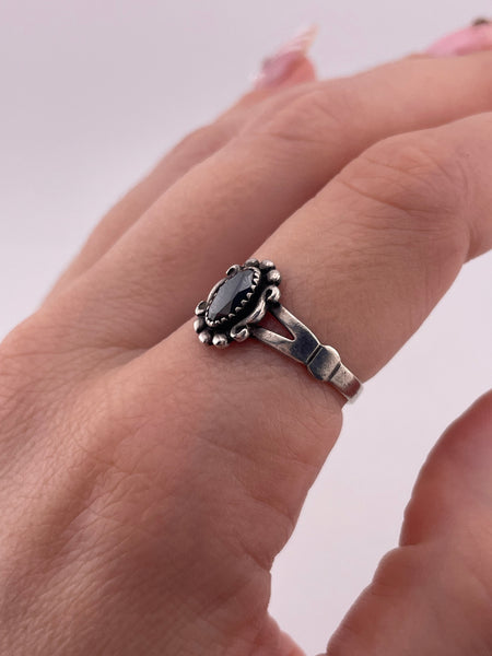 size 9 sterling silver faceted hematite ring
