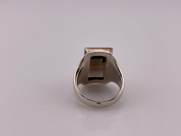 size 6 sterling silver faceted smokey quartz ring