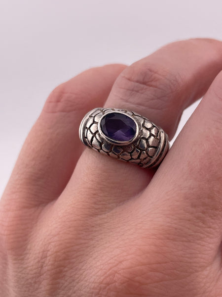 size 6 sterling silver faceted amethyst textured ring ***AS IS***