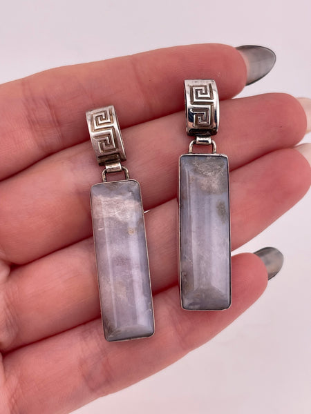 sterling silver agate post dangle earrings