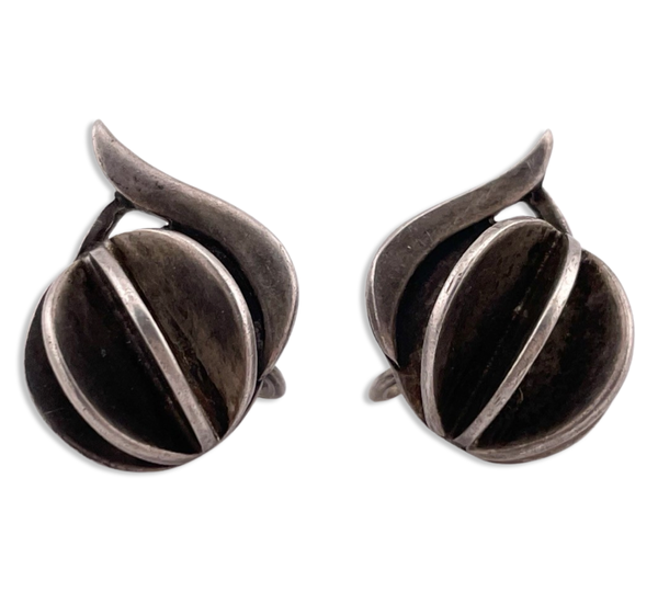 sterling silver designer Jopol Joan Polsdorfer MCM modernist screw back earrings