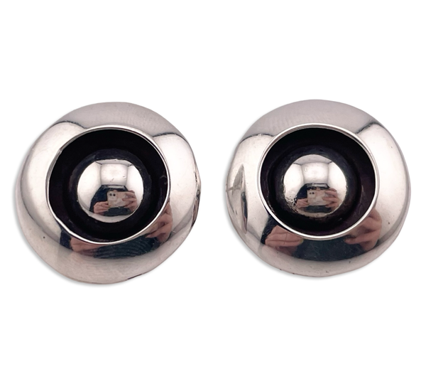 sterling silver 7/8" stoneless round dome shadowbox post earrings