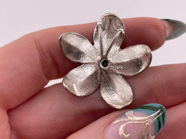 sterling silver glittery resin flower pendant