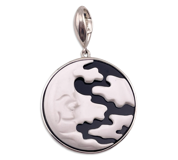 sterling silver molded plastic moon pendant