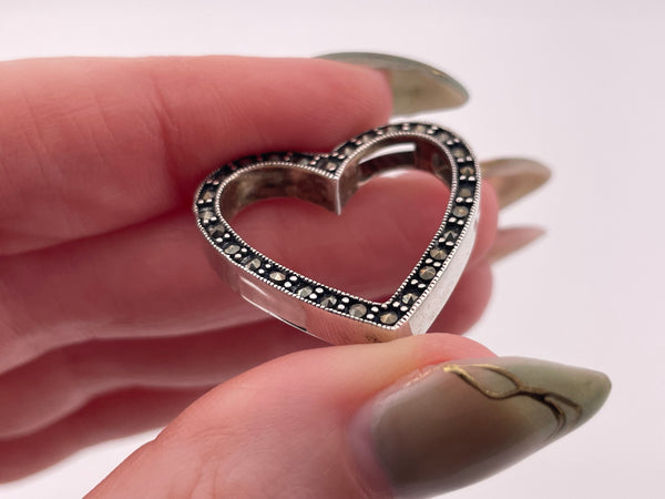 sterling silver marcasite heart pendant