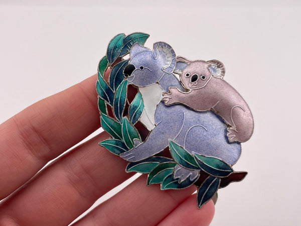 sterling silver enamel Zarah koala bear vintage pin brooch