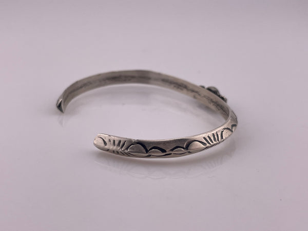 sterling silver 6-3/8" Tahe signed stamped turquoise bracelet