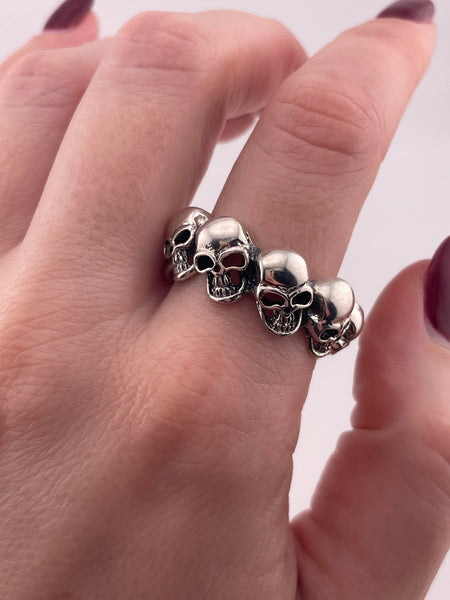 size 11.75 sterling silver skull band ring