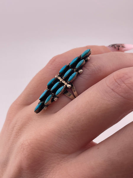 size 5.75 sterling silver turquoise needlepoint ring