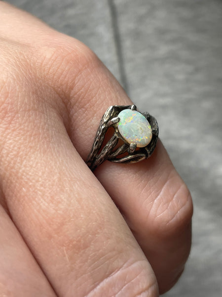 size 5.75 sterling silver opal ring