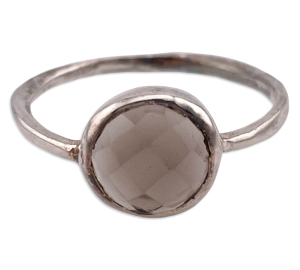 size 8 sterling silver faceted quartz ring
