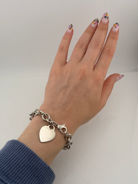 RESERVED PRIVATE LISTING -- sterling silver Tiffany heart tag link bracelet