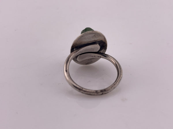 size 7.5 adjustable band sterling silver carved jade Buddha ring