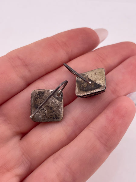 sterling silver brown glass dangle earrings