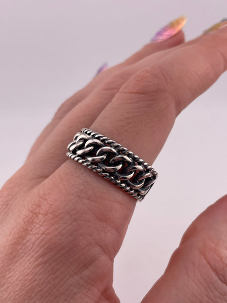 size 11 sterling silver chain band ring