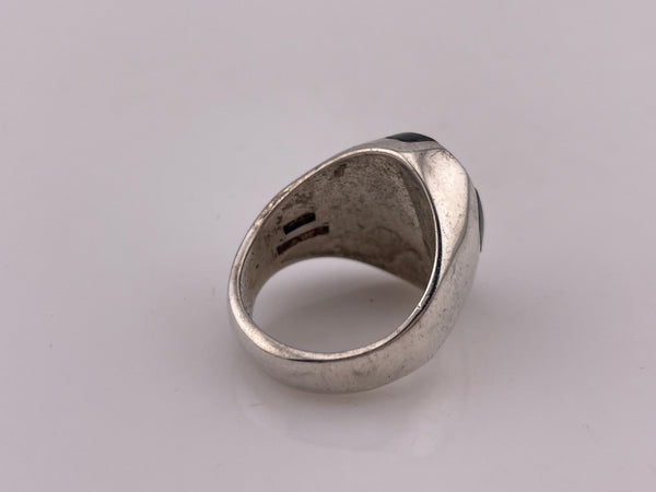 size 6.75 sterling silver chunky malachite & onyx ring