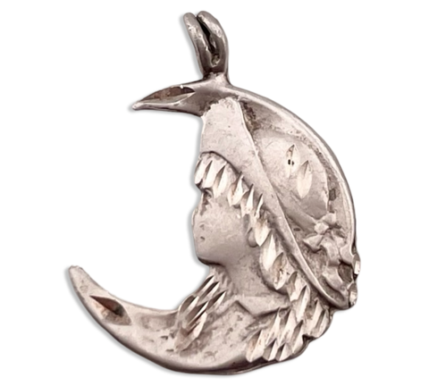 sterling silver woman in the crescent moon pendant