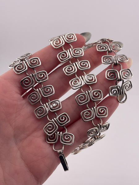 sterling silver 17" swirly collar necklace