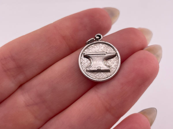 sterling silver rhodium plated anvil pendant