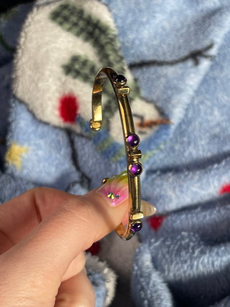 gold plated sterling silver amethyst cuff bracelet