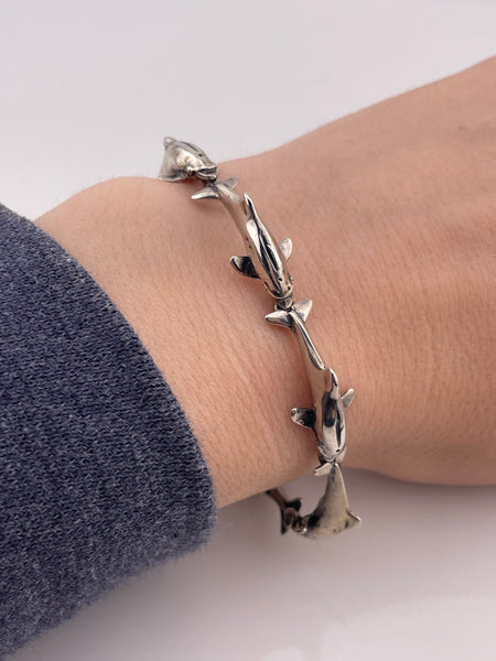 sterling silver 7" Kabana dolphin link bracelet