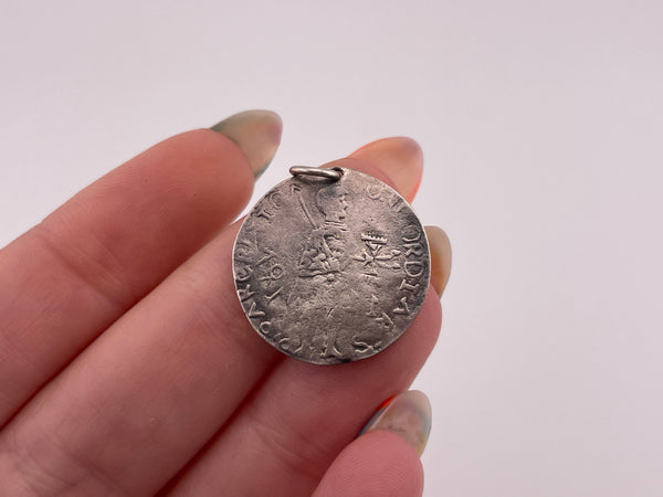 sterling silver coin style pendant