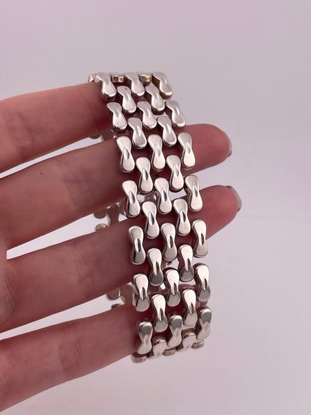 rhodium plated sterling silver Milor Italian chunky panel link bracelet