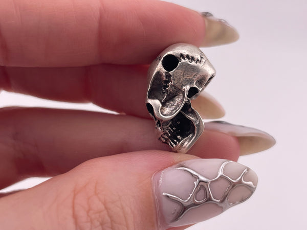 sterling silver 3D solid skull pendant