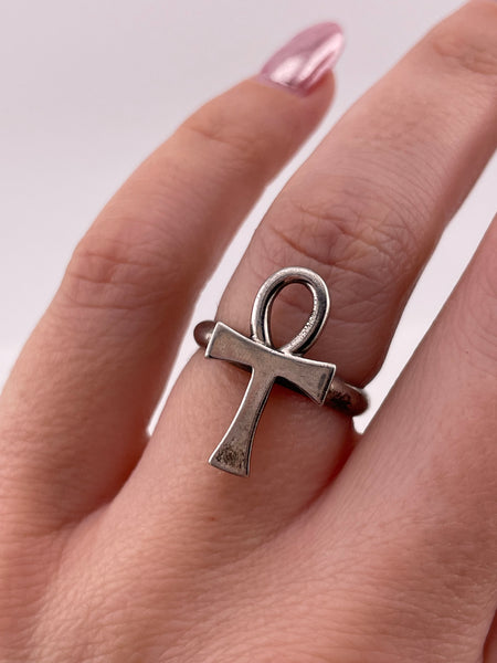 size 6.25 sterling silver ankh cross ring