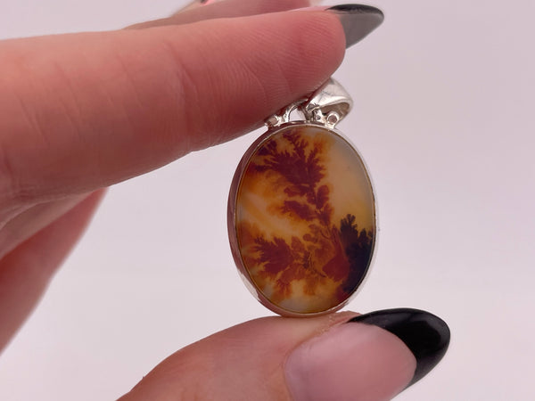 sterling silver dendritic agate pendant