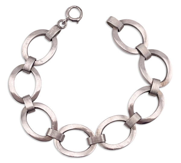 sterling silver stoneless oval chain link bracelet