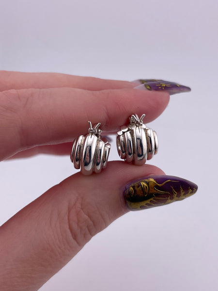 sterling silver 1/2" chunky huggie hoop earrings