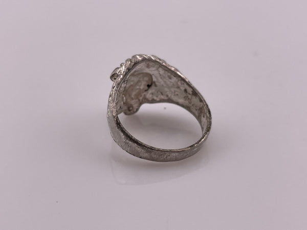 size 10.5 sterling silver rhodium plated lions head ring