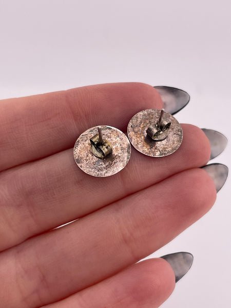 sterling silver hammered disc post earrings