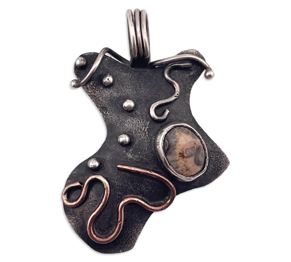 sterling silver & copper artisan jasper pendant