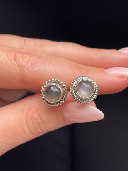 sterling silver moonstone post earrings