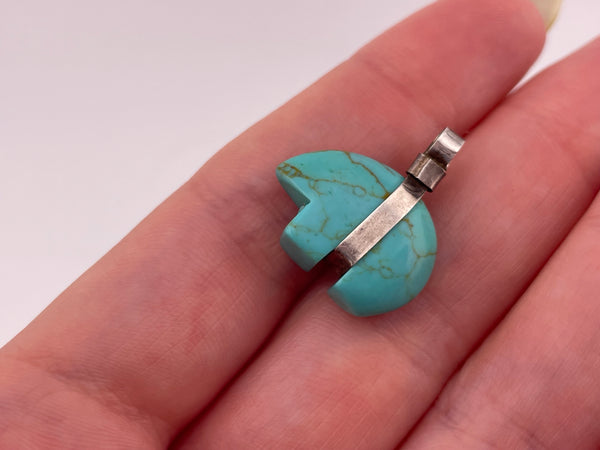 sterling silver component faux turquoise bear pendant