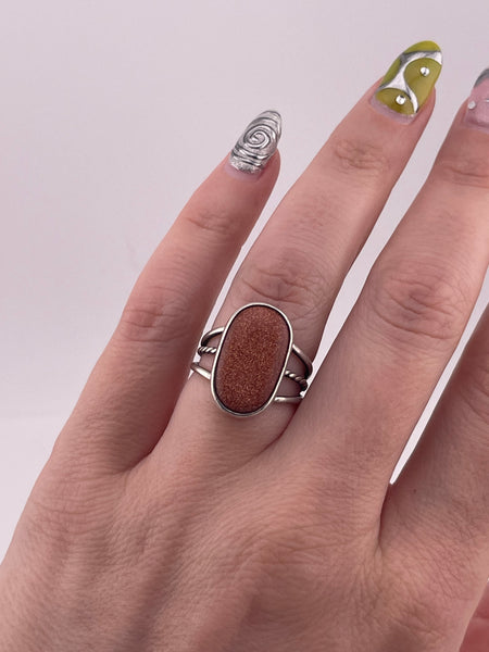 size 6.25 sterling silver goldstone ring