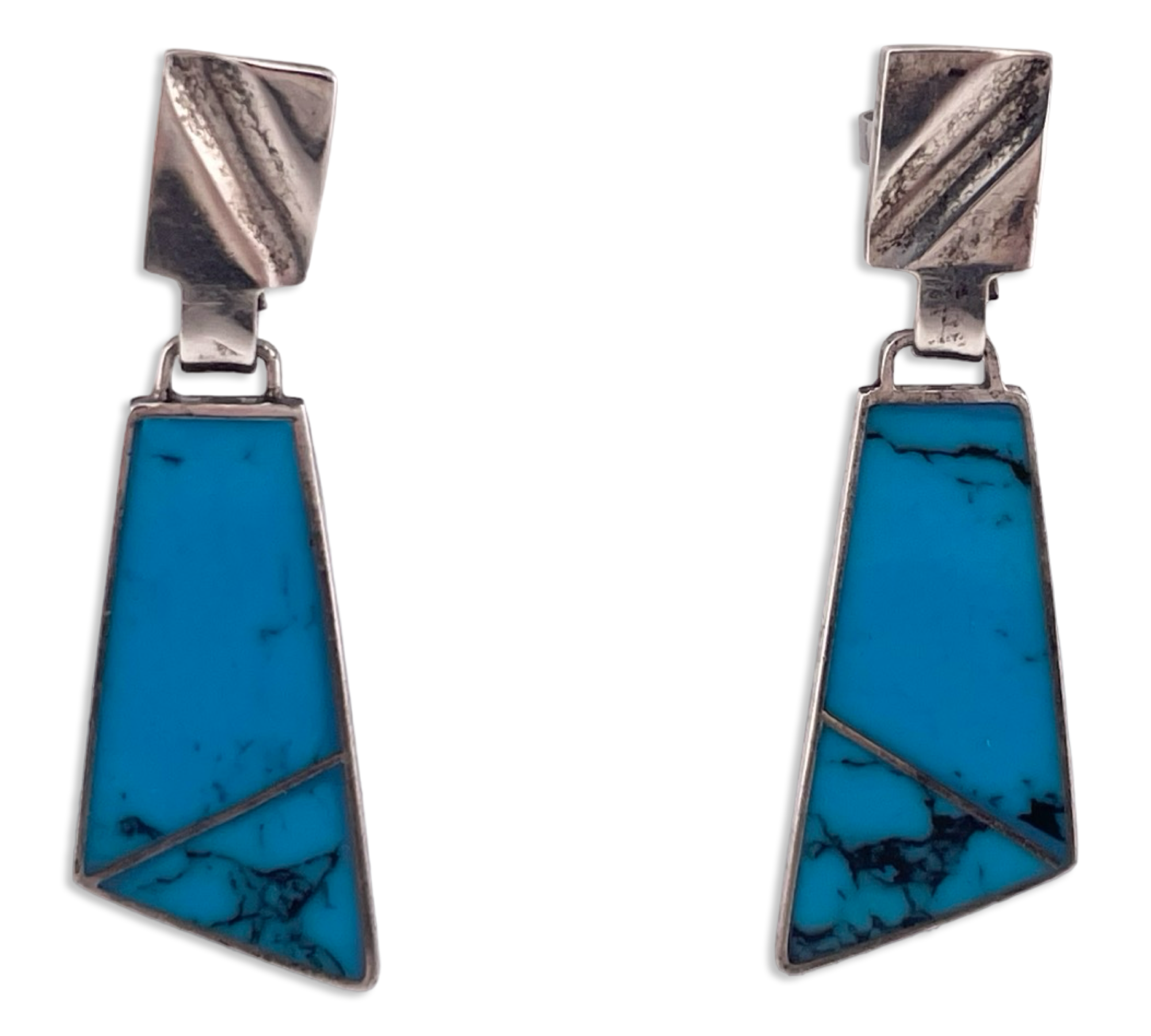 sterling silver composite turquoise post dangle earrings