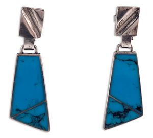 sterling silver composite turquoise post dangle earrings