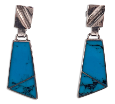 sterling silver composite turquoise post dangle earrings