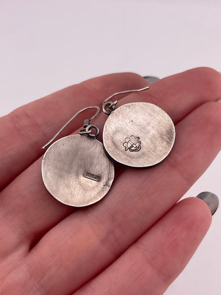 sterling silver overlay hand design hook dangle earrings