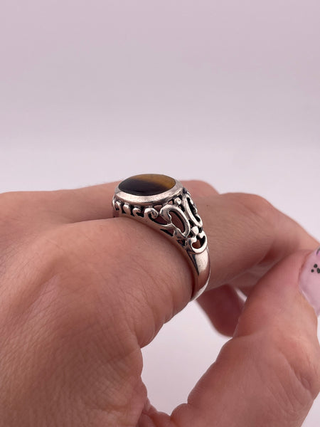 size 10.5 sterling silver tigers eye ring