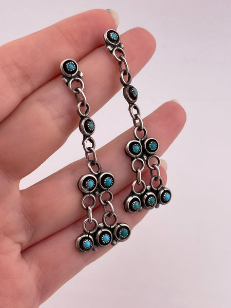 sterling silver turquoise snake eye post dangle earrings