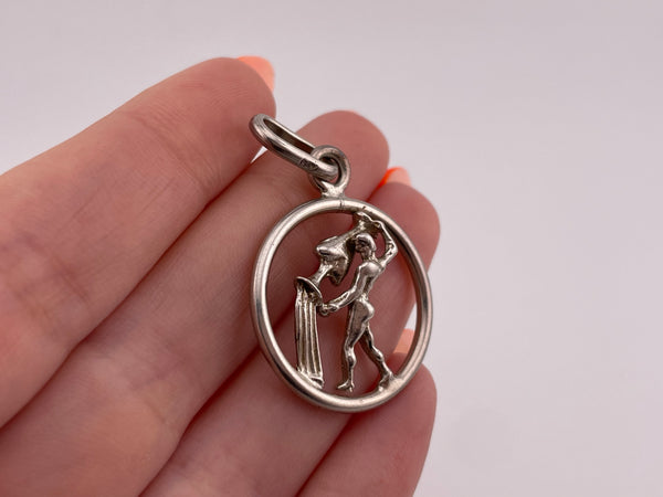sterling silver Aquarius the Water Bearer zodiac sign cut-out design pendant
